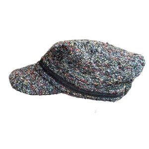 Womens Tweed Newsboy Cap Multicolor Polyester Cotton Rayon & Wool Blend Textured